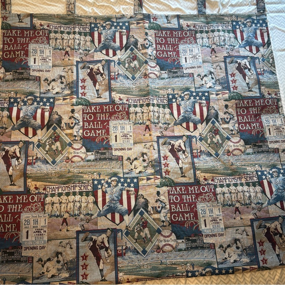 Vintage Baseball Themed curtain